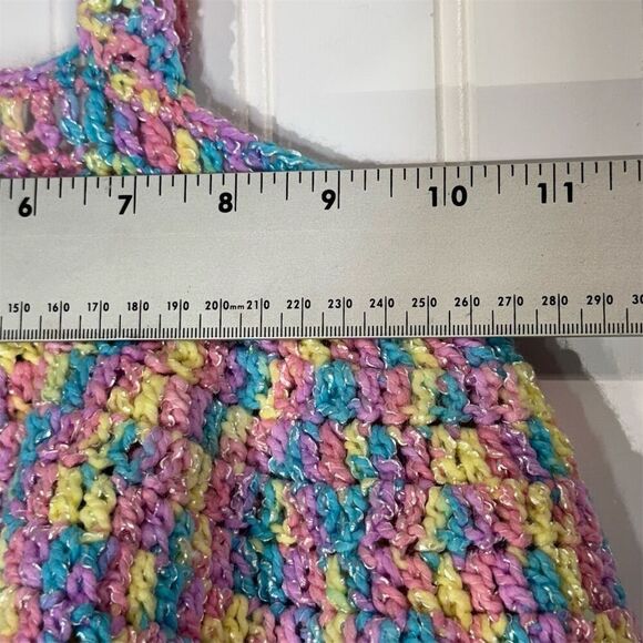 Handmade Baby Crochet Top & Bloomers Rainbow Pastel Sparkle 0–6M Cottagecore - Picture 3 of 9